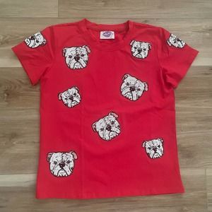 Sparkle & Fade Red Bulldog Print Blouse